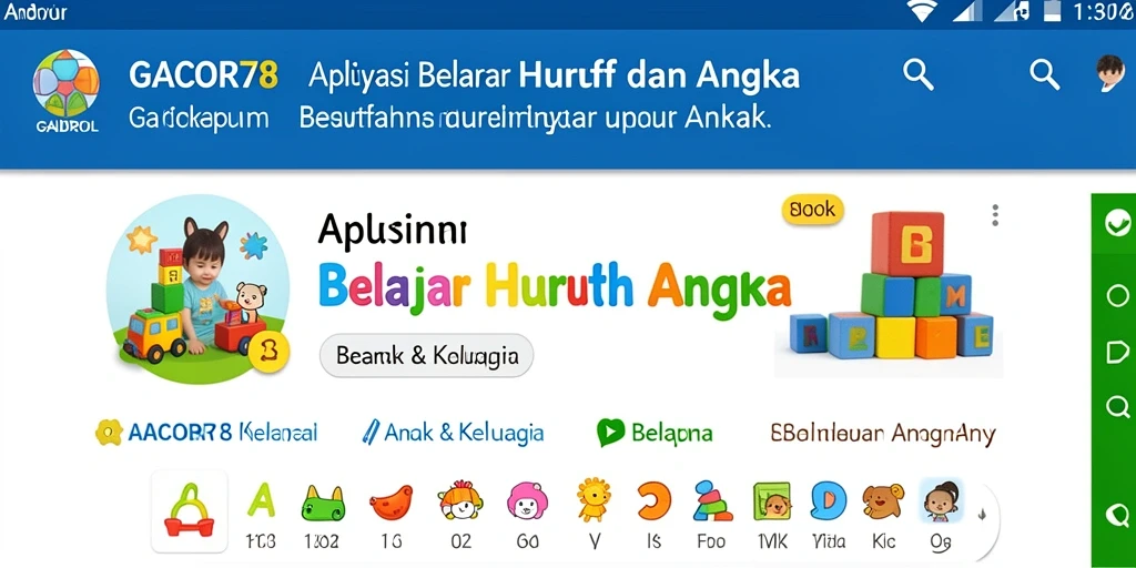 Tampilan interaktif aplikasi GACOR78 untuk belajar huruf dan angka.