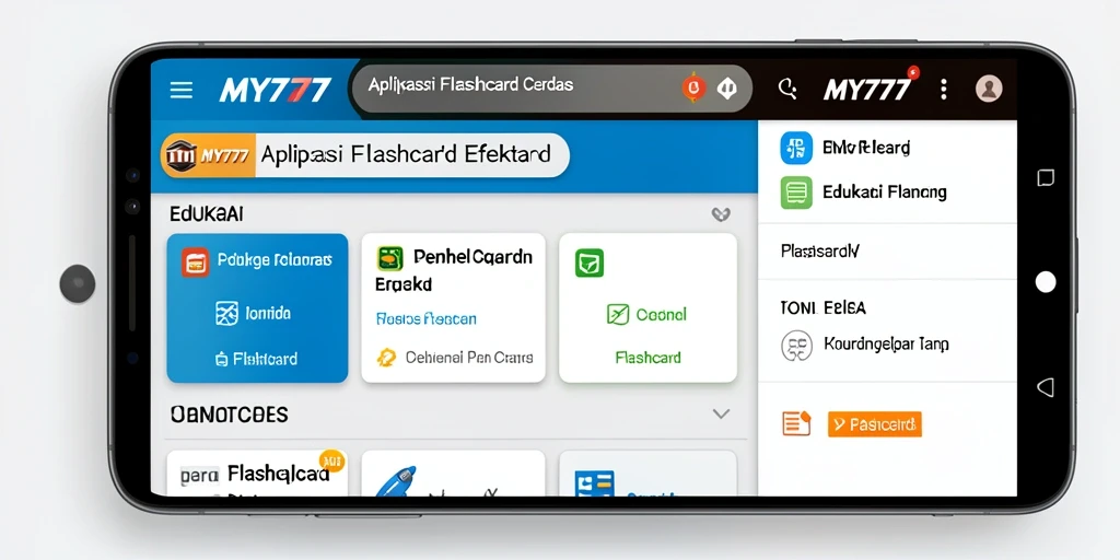 Tampilan antarmuka pengguna apliksi Flashcard MY777 yang menarik.
