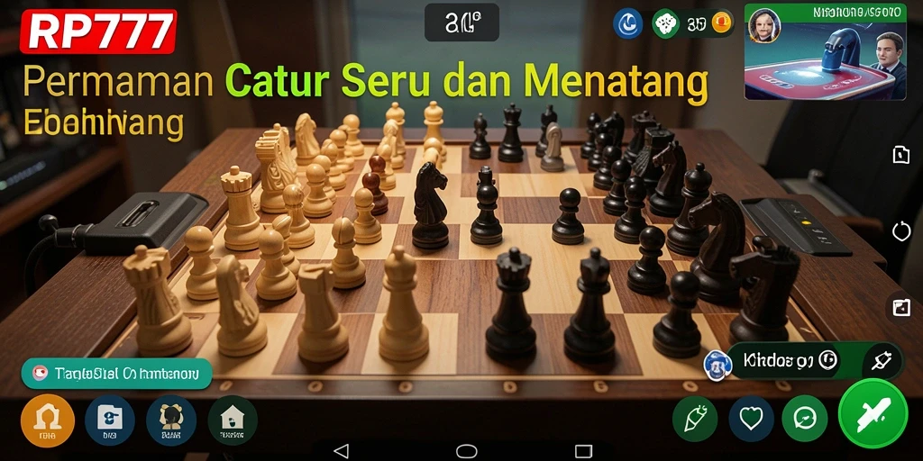 Antarmuka RP777 menampilkan papan catur yang menarik dan fungsional.