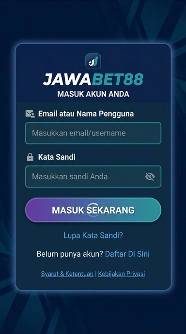 Tampilan halaman login jawabet88